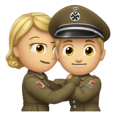 Nazi qui fait un calin a un soldat français sticker