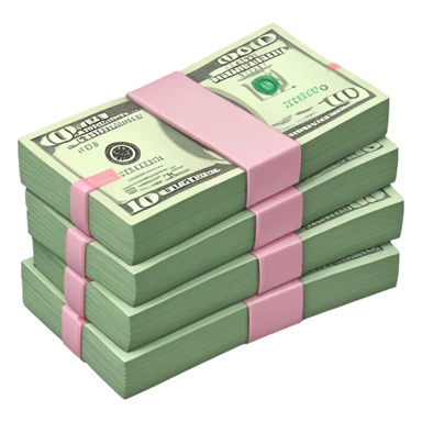 money stacked, muted green 100 dollar bills,pink accent soft luxury rich  sticker