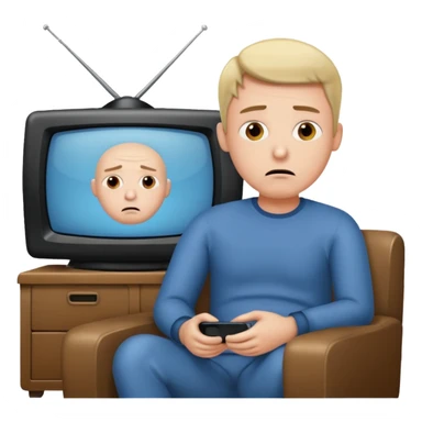 bored man watching television sticker