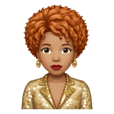 Macy Gray from Mary Mary with reddish blonde hair, cream sequin outfit sticker