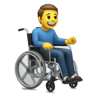 a man laughing in a wheelchair sticker