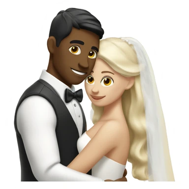 A white blonde man has just married, with a woman with black hair and a brown complexion. They have a lot of money. they are hugged sticker