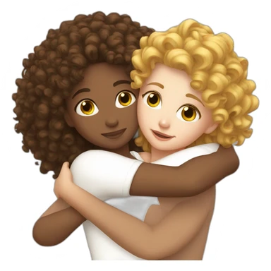 Curly hair white Girl hugs white girl sticker