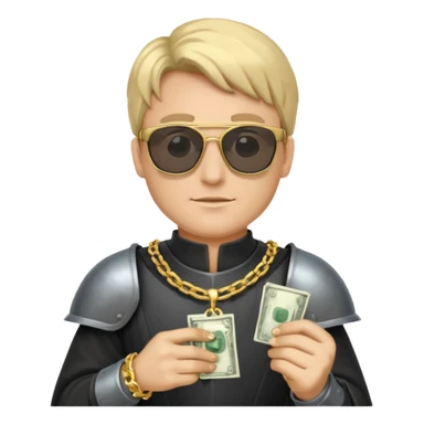 Knight with gold chain dark glasses money sticker