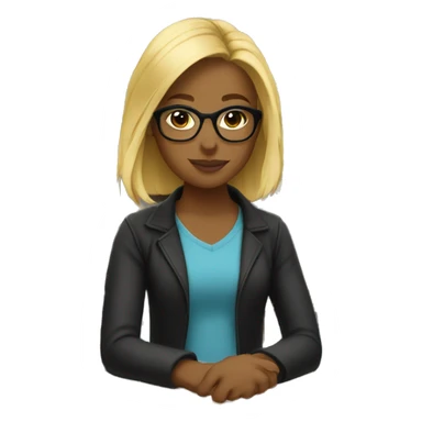 Blonde girl wearing glasses sitting in the library sticker