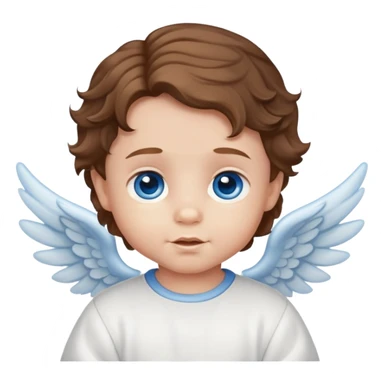  Baby boy angel with brown wavy hair blue eyes sticker