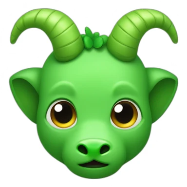 Cute green kobolde head with 2 large green horns, and no ears sticker