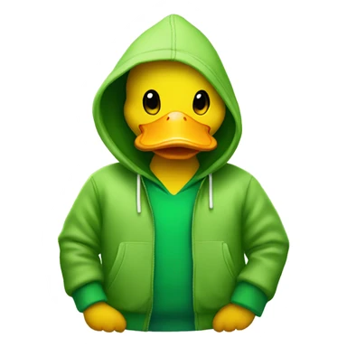 Yellow duck wearing a green hoodie  sticker