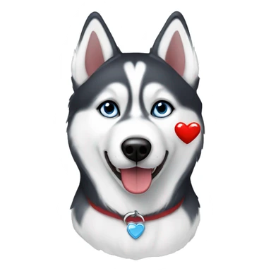 Siberian husky with a red heart  sticker