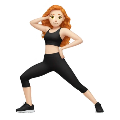 Ginger girl in black gym fit stretching  sticker