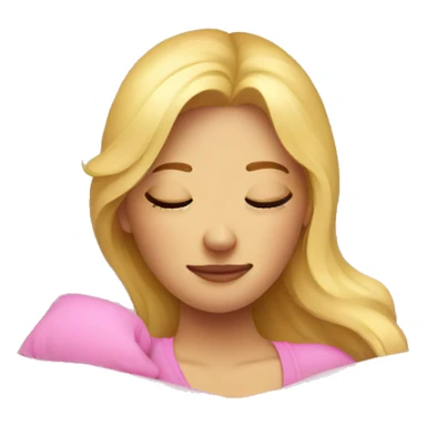 Sleeping blonde woman in pink bed  sticker