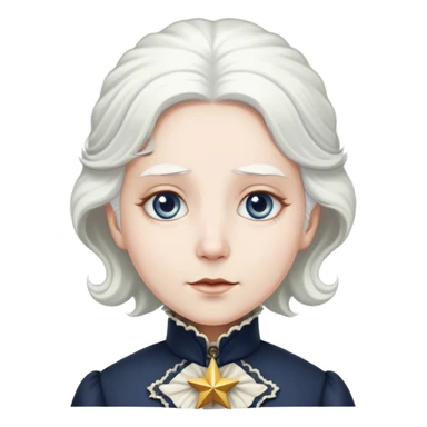 Victorian era character with pale white skin, white hair, and star-shaped eyes wearing historical Victorian clothing sticker