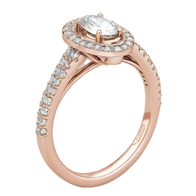 Rose gold wedding band with halo oval diamond  sticker