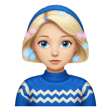 Mujer blanca rubia ojos azules atractiva y jersey de invierno sticker