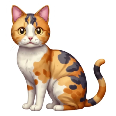 full body anxious looking colourful patchy calico tabby cat sticker