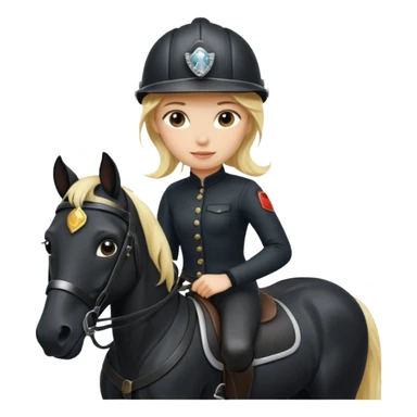 Blonde girl riding a black horse sticker