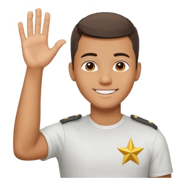 joven trigueno corte de pelo militar sonrisa bonita mano arriba sticker