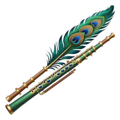 Normal Flute attached with peacock feather sticker