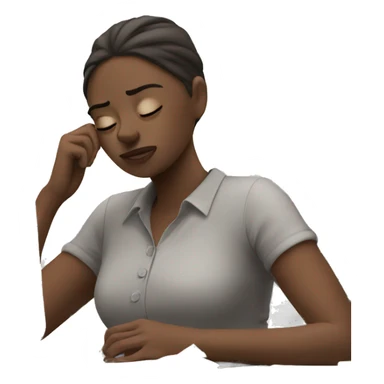 Tired girl at work sticker