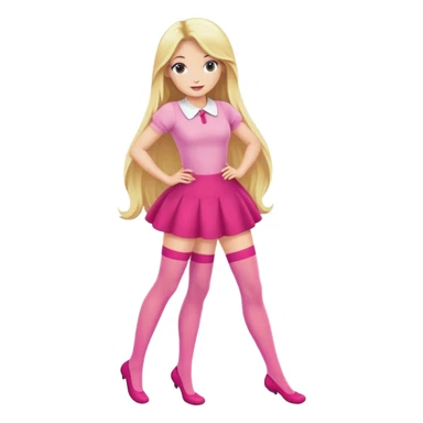 Blonde woman with long hair wearing pink stockings, posing sticker