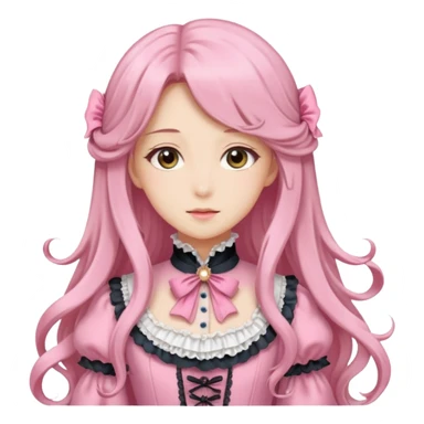 Gorgeous dreamy anime lady with long hair and pink victorian style clothes sticker