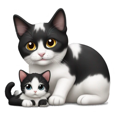 A black and white tuxedo cat with a lamb sticker