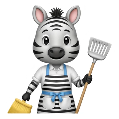 zebra is cleaning the house sticker