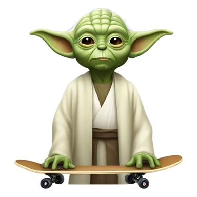 Maitre yoda qui fais du skateboard simplifier sticker