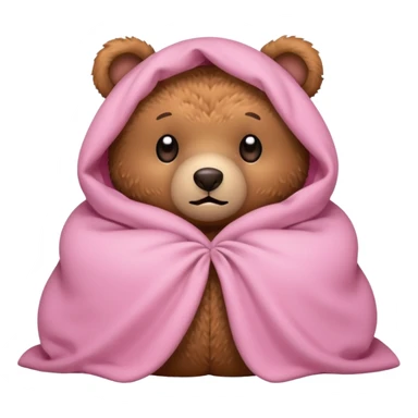 Scared teddy bear hiding under light pink covers sticker