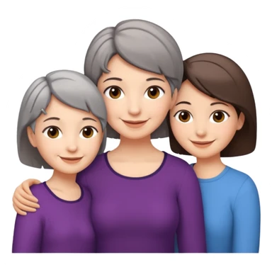 A mum with short Gray hair and her two adult daughters with brown hair sticker