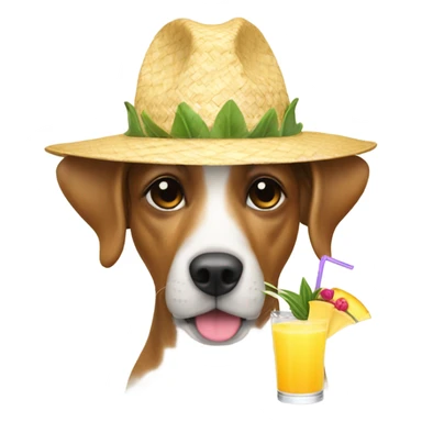 A dog with a sun hat drinking a pina collada  sticker