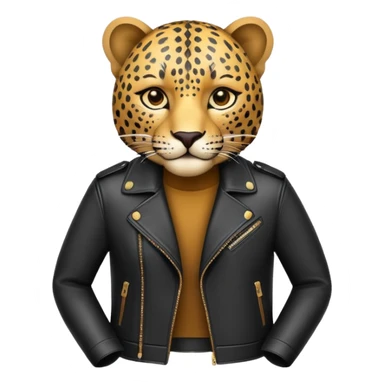 leopard in stylish leather jacket sticker
