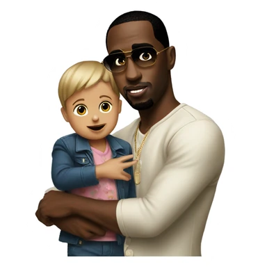 P Diddy holding a kid sticker