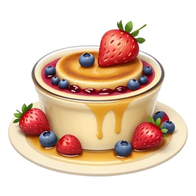Crème brûlée with strawberries and blueberries on top sticker