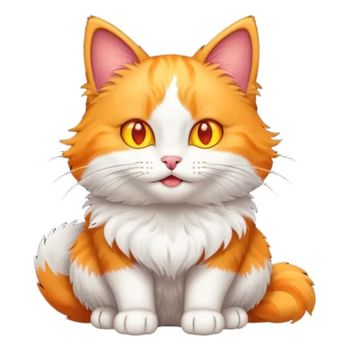 A bicolor cat emoji with glowing happy yellow eyes sticker