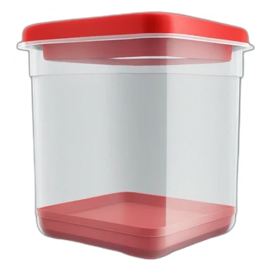 Small commercial kitchen transparent storage container with a red lid sticker