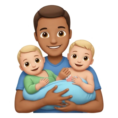 man with three babies sticker
