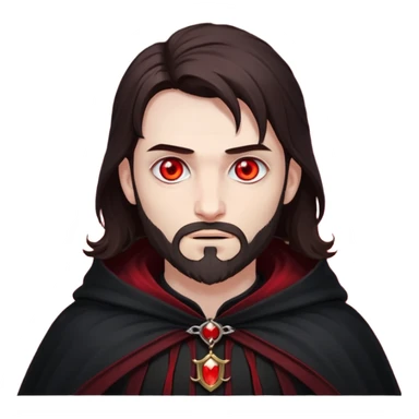 Evil, shadowie Male lord with Red glowing eyes and Long darkBrown Hair and chin beard sticker