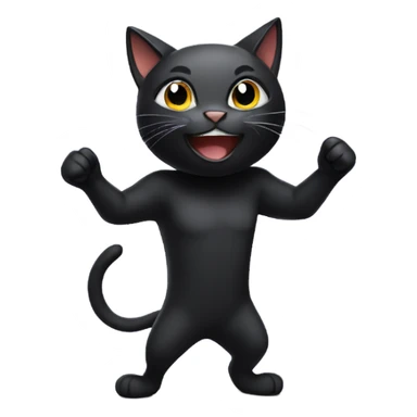 black cat celebrating a win sticker