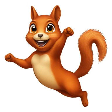 female jumping orange burnt squirrel sticker