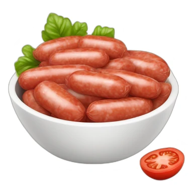 Plein de rondelles de saucisse mélanger à de la sauce tomate sur du riz blanc dans un petit bol sticker