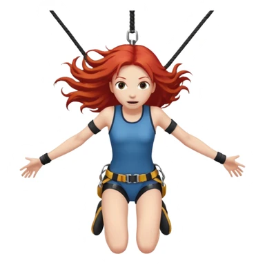 bungee jumping face only with hair flying red long hair sticker