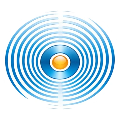 iOS-style 3D emoji: concentric curved sound waves radiating outward from a central point, with smooth glossy shading and soft light reflections sticker