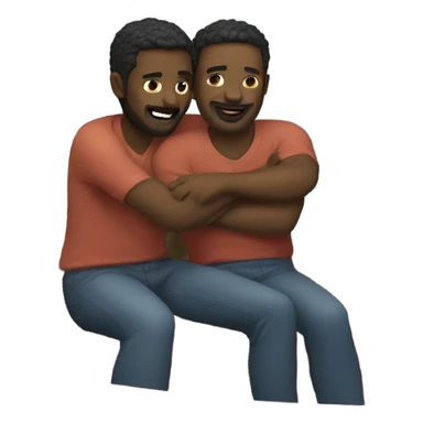 Two men cuddling in a boat sticker