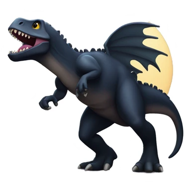 black dinosaur dancing in the moonlight sticker