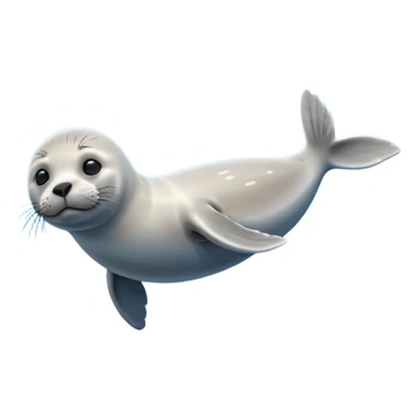 A 3D cartoon seal swimming with visible flippers, calm blue water, soft sunlight, Memoji-style realism. sticker