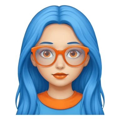blue skinned orange glassed long haired girl sticker