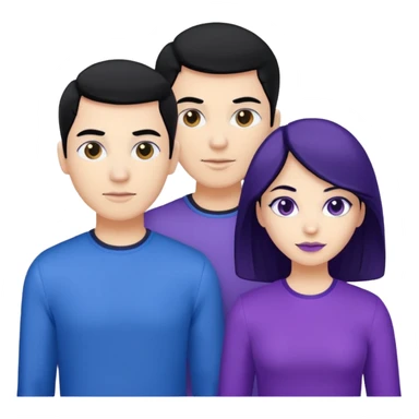 4people 2 men and 2 women. with black hair and white skin. ready to create a team. with blue and purple clothes sticker