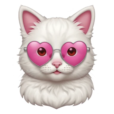 a cute white cat wearing heart sunglasses while smilling sticker