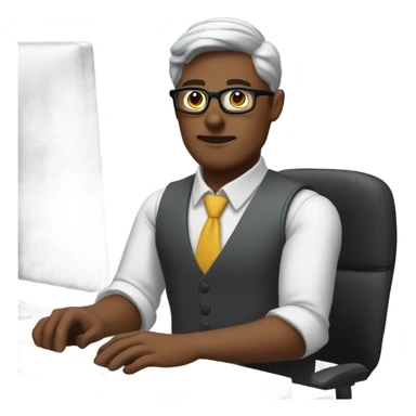 A bespectacled employer on their computer sticker